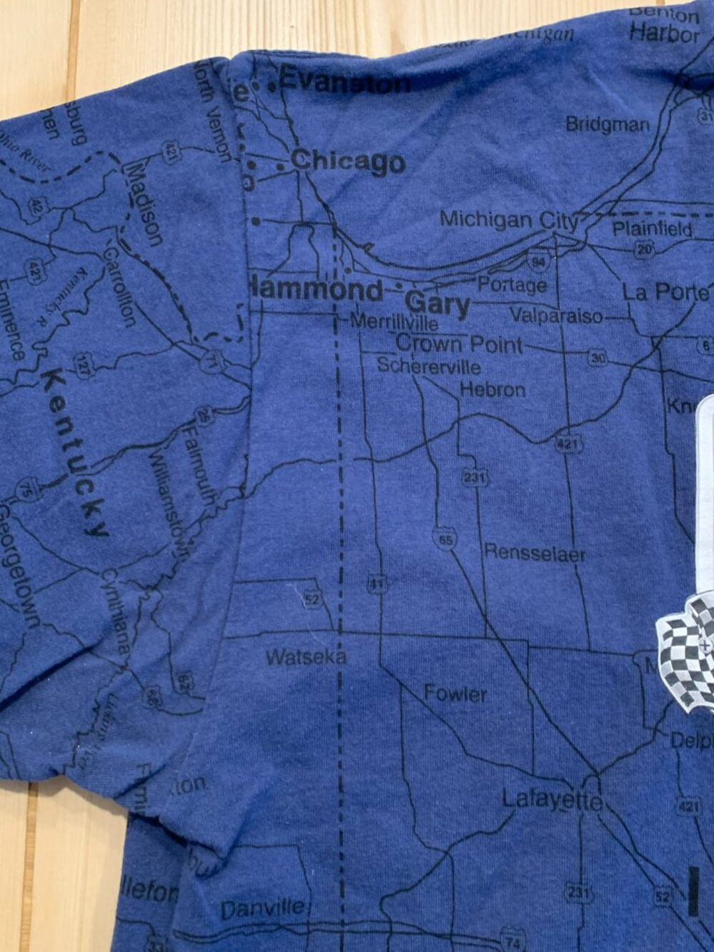 Vintage 90s State Of Mine Indiana Gr8 St8 AOP Map Amber Waves Grain T-Shirt XL - Picture 5 of 11